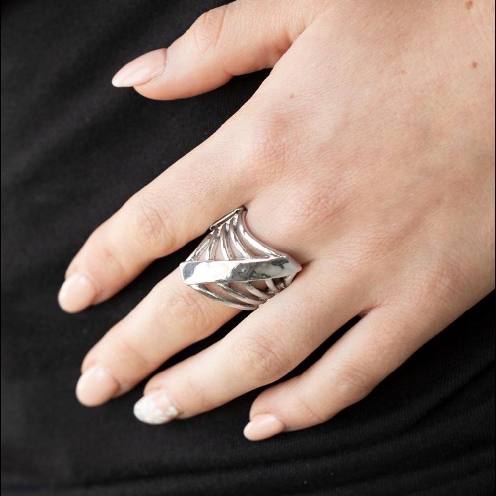 Encrypted Edge Silver Ring - Picture 2 of 4